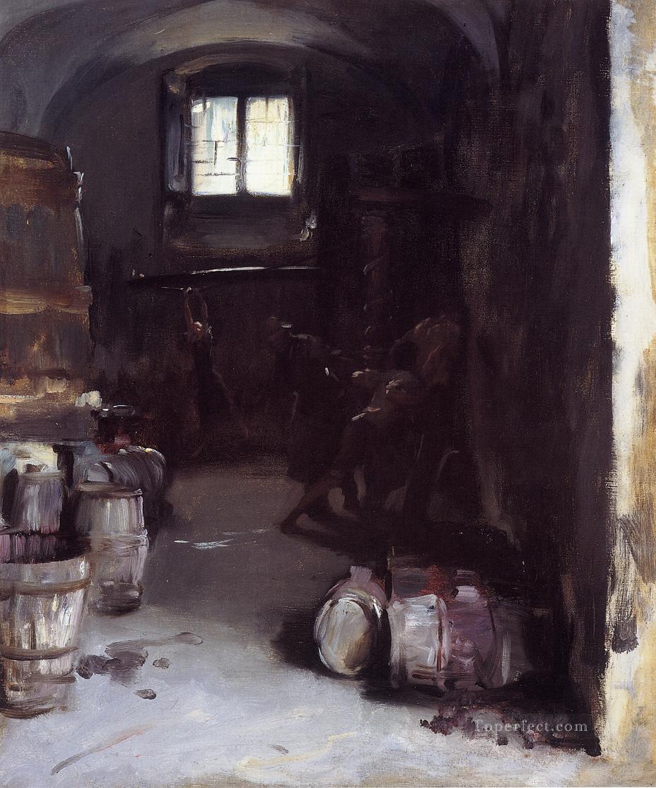 Pressing the Grapes Florentine Wine Cellar John Singer Sargent Oil Paintings